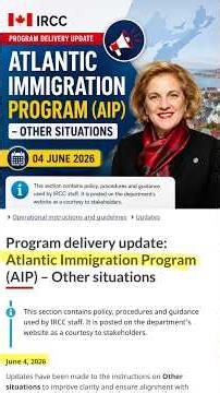 IRCC Update on Atlantic Immigration Program 04 June,2026🇨🇦✅ #atlanticimmigrationprogram #canada