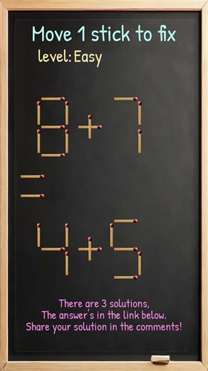 Matchstick Brain Teaser: Move One Stick to Fix #433ep1