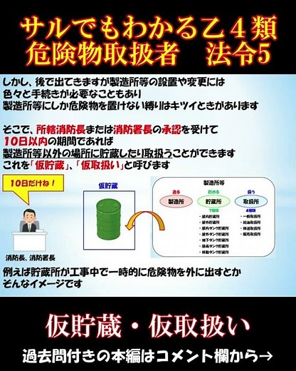 【乙4危険物取扱者】法令 5 仮貯蔵・仮取扱い
