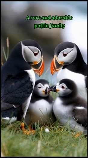 Wild Harmony | Puffin Parents and Their Adorable Chicks 🐦💖