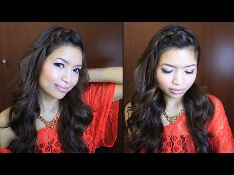 ♥ Braided Bangs and Voluminous Curls Hairstyle for Medium Long Hair Tutorial
