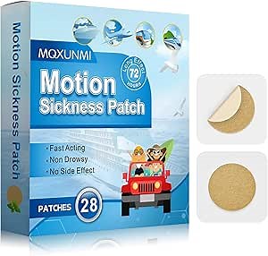 Motion Sickness Patches, 28 pcs No-Drowsy Sea Sickness Patches for Car Sickness, Air Sickness and Travel Patch, Fast Effective, Up to 72 Hours