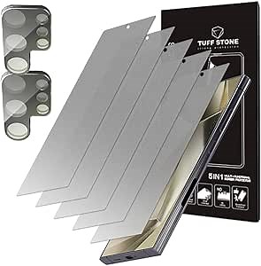 [5+2] 5 Anti-glare(matte) TPU film Screen protector + 2 Lens Protector compatible with Samsung Galaxy S24 Ultra 5G 2024 Easy to Install TPU Film screen protector Scratch Resistant [Perfect Fit for 3D