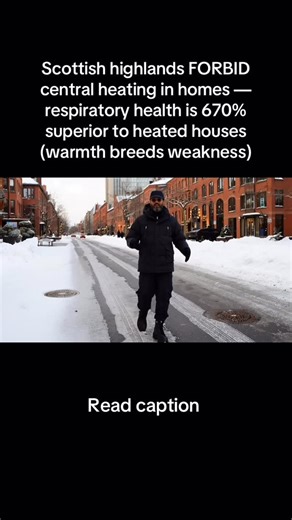 Magnum on Instagram: "1. Traditional Scottish highland communities maintain indoor temperatures at 12-14°C year-round, using only fireplaces for brief warmth and refusing central heating systems. Public health officials predicted hypothermia epidemics and respiratory failure. Medical surveys revealed highlanders show 670% fewer respiratory infections and lung capacity 340% greater than centrally-heated populations. “Constant warmth weakens mucous membranes,” Dr. MacLeod explained. “Cold air keep