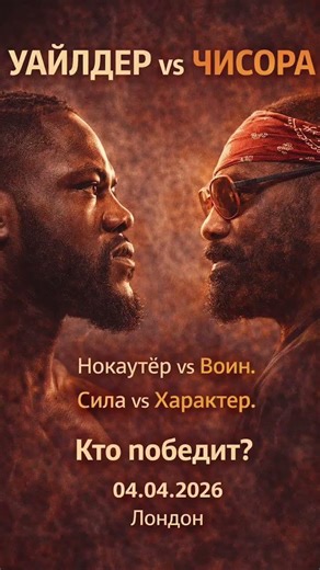 Derek Chisora vs Deontay WilderДата: 4 апреля 2026Место: Лондон, O2 Arena