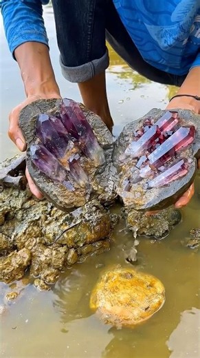 I Broke This Rock… What Was Inside Is INSANE 😳 #crystals #gemstone #satisfying #asmr #shorts