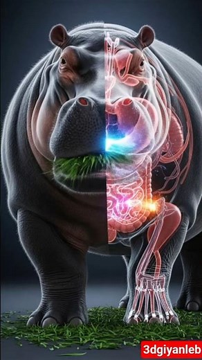 Hippo Digestive System in 3D | How This Giant Animal Turns Grass Into Power #shorts