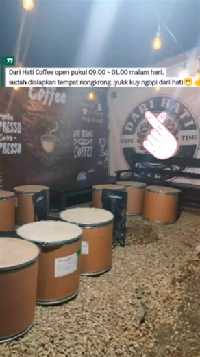 ## kuy.. Dari Hati Coffebar kini sudah buka lbh awal ya kk.. dan bsa nyantai di tempat sampai jam 01.00 yukk otw kopi dari hati ## Dari Hati coffee# Gadingrejo ## samping universitas Aisyah pringsewu