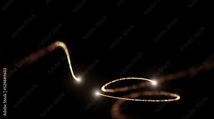 Looping fire trails on night sky copy space animation background.