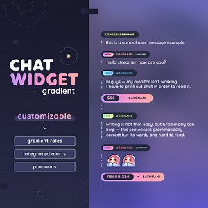Gradient Roles Chat Widget With Alerts — Minimal Fully Customizable Custom Chat With Events | Twitch Streamers | Streamelements OBS - Etsy