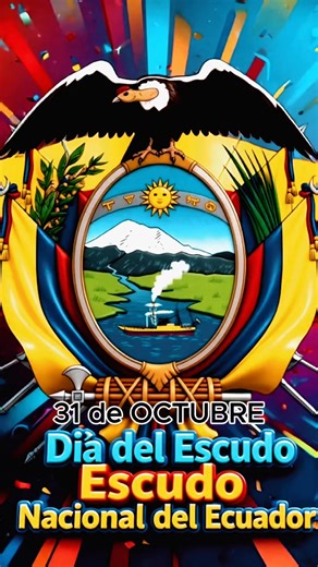 🇪🇨✨ 31 de Octubre – Día del Escudo Nacional del Ecuador ✨🇪🇨 Hoy conmemoramos uno de los más grandes símbolos de nuestra identidad y soberanía: el Escudo Nacional del Ecuador. Cada uno de sus elementos refleja nuestra historia, nuestra geografía y el espíritu de lucha de un pueblo que nunca se rinde. El cóndor que se alza majestuoso representa la libertad; el Chimborazo y el río Guayas, la fuerza y la unión de nuestra tierra; el sol y los signos del zodiaco, el paso del tiempo que testimonia 