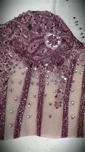 Dusty Pink Rhinestone Corset Ruffle Ball Gown