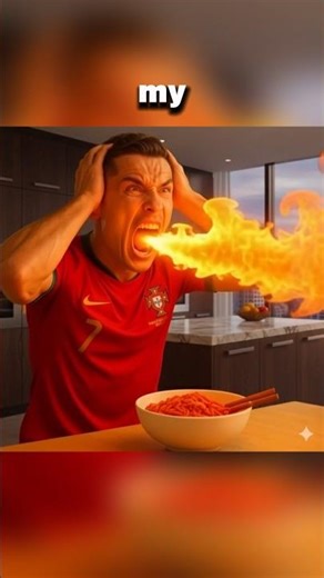 Ronaldo Tricks His Mom to Eat SUPER Spicy Noodles! 🌶👽 #ronaldo #football #shorts
