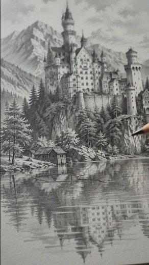 🏰 Drawing a Fairytale European Castle with Pencil ✏️ | Aura Art Lab #artprocess