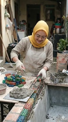 Making DIY bricks from recycled plastic to build a sustainable fish pond.Look Amazing #recycle #diy
