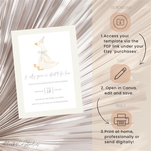 Silly Goose Baby Shower Invitation Template | Baby Shower Invite | Editable Canva Invitation | Instant Digital Download - Etsy