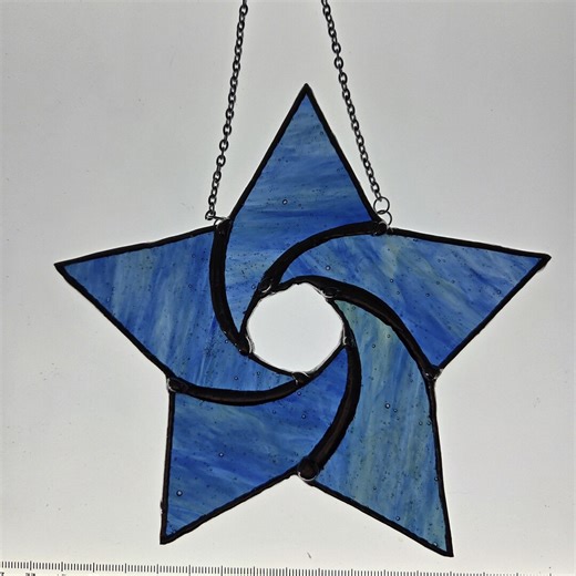 Blue Stained Glass Star Suncatcher - Handmade Window Decor - Etsy