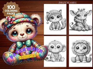 Patchwork Animals Coloring Book: 100 Grayscale Pages (printable PDF) - Etsy