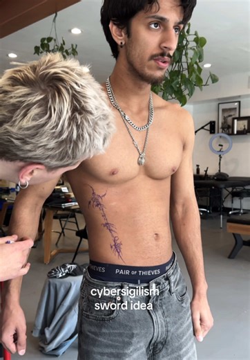 Unique Cyber Sigilism Sword Tattoo Ideas