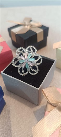 Silver Look Jewelry American Diamond (AD) Double Ball Ring With Free Gift Box - Etsy