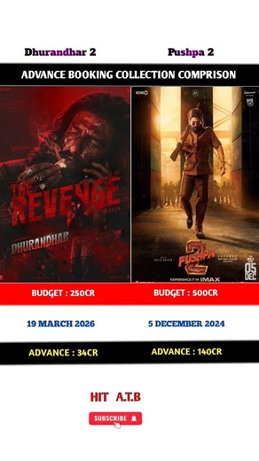 dhurandhar the revange vs pushpa 2 movei advance booking collection Comprison|#advancebooking |
