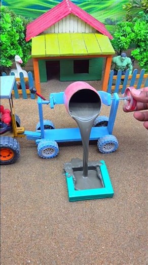 😱 Mini Tractor Builds Cement Pillar | Amazing Real Working DIY Construction Machine 🚜 #shorts