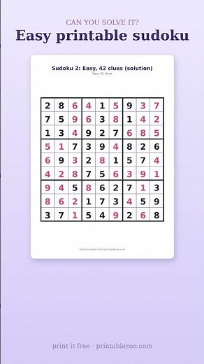 Easy printable sudoku | Free Printable, Can You Solve It? #Shorts