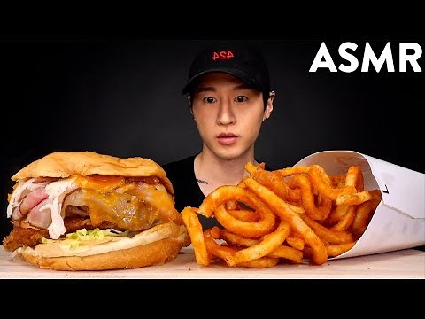 ASMR ARBY'S MEGA STACK SANDWICH & CURLY FRIES MUKBANG (No Talking) EATING SOUNDS | Zach Choi ASMR