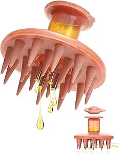 Hair Oil Applicator Brush, Scalp Oil Applicator Hair Oil Dispenser Hair Growth Oil Comb with Silicon Massage TeethScalp Oil Applicator for Scalp Hair Oiling Applicator with Massage Balls