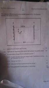 Study the setup of two parallel plates X ( ) and Y (–), separat... | Filo