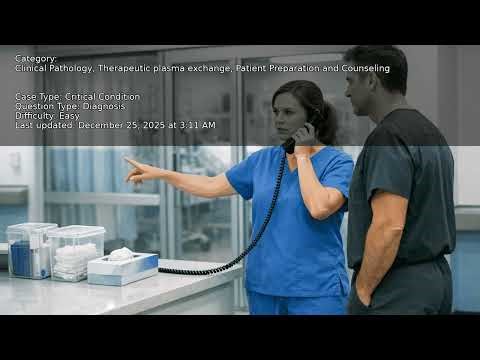 Patient Preparation and Counseling, Therapeutic plasma exchange, Clinical Pathology - Full Vignette