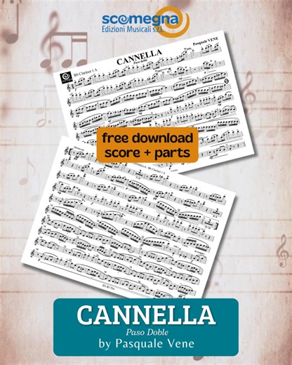 🎺 NEW 2026 - FREE DOWNLOAD 🎶 CANNELLA - Pasquale Vene Grade: 3,5 🔶 Time: 4'00 🔶 Formation: Concert Band 🇮🇹 Un formidabile paso-doble che il compositore ha dedicato alla sua amata cagnolina "Cannella". Un brano immancabile per i tuoi concerti! Scarica subito CANNELLA 👉 https://scomegna.com/it/cannella.html Guarda e ascolta la Video Score su YouTube: 🎥🎼 https://youtu.be/466g0OTZp1s 🚀 Scaricala ora e porta nuova energia al tuo repertorio! ==================================== 🇫🇷 Un formi