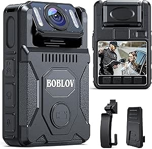 BOBLOV M7 128G 1080P HD Body Camera with 180 Rotatable Lens, 4000mAh Battery with GPS Body Cam, Last 14 Hours Video Recording, Police Body Worn Cam for Daily Shooting, Patrol, Police(128GB)