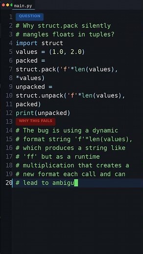 This Bug Ships To Production: Why struct.pack silently mangles floats in tuples?