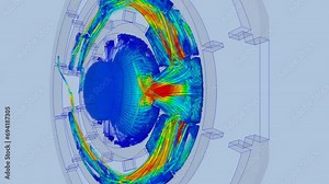 CFD simulation Computational fluid dynamics - Turning compas airflow simulation