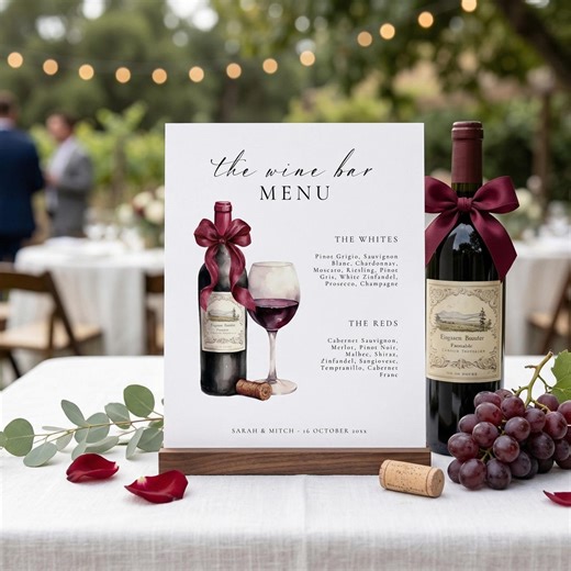 Wine Bar Menu Sign Template | Editable Canva Wedding Bar Sign | the Wine Bar Menu | Bridal Shower Wine Sign | 8x10 Printable - Etsy