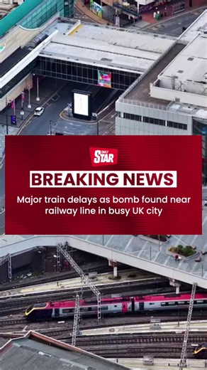 BREAKING Train services between Birmingham New Street and Nuneaton have been disrupted after a wartime mortar device was found at a trading estate near the railway. A 100-metre exclusion zone has been set up. 📹 Getty #dailystar #bomb #train #birminghamuk | Daily Star