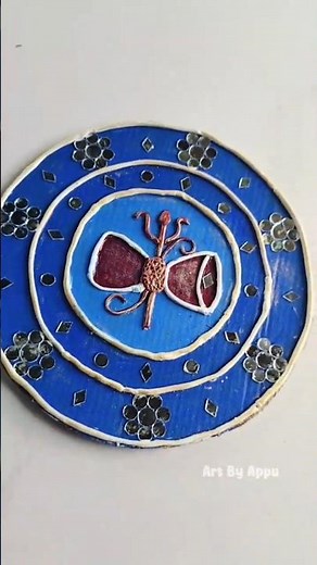 Mahadev Damru Lippan Art | DIY Clay & Mirror Painting | Shiva Wall Decor Tutorial