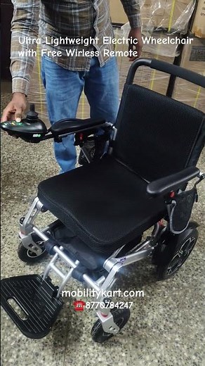 Ultra Lightweight 22Kg Compact Foldable Electric Travel Wheelchair with Free Wireless Remote