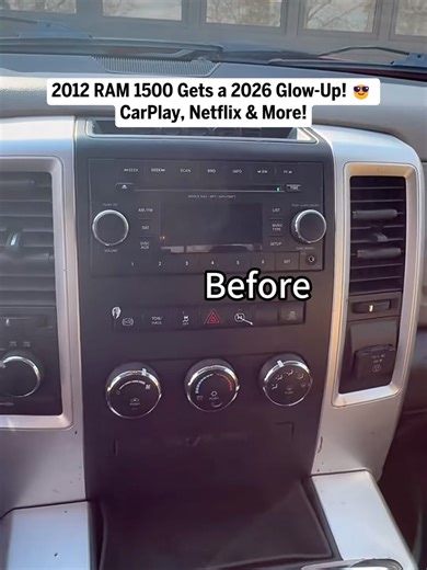 Upgraded my 2012 RAM 1500 with CarPlay & Android Auto, YouTube, Netflix, maps, music, backup camera — it seriously feels like a 2026 truck now. Plug & play made it super easy 😎🔥 Totally recommend this upgrade for anyone still rocking the old radio! #dodgeram1500 #ram1500 #ram2500 #ram3500 #ramtruck #carplay #androidauto #carplayscreen #trucklife cargadgets #truckmods #trucksoftiktok