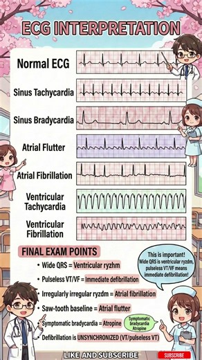 【ECG Interpretation Made Easy】Common Arrhythmias Explained with Diagrams