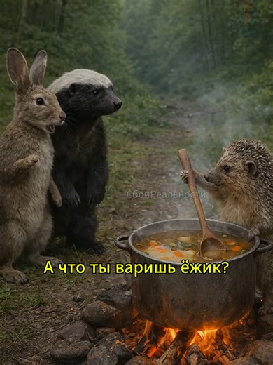 СУП ЁЖИКА! Рецепт работает! #нейросеть #ai #юмор #ии #мем #funny #song #songs #funnyshorts #aihumor #viral #абсурд #смешно #смешныеживотные #мемы #говорящиеживотные #ежик #ёж #заяц #кролик #медоед #hailuoai #hailuo02 #minimax