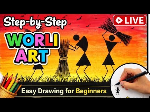 live worli art drawing tutorial | live drawing | live drawing easy for beginners