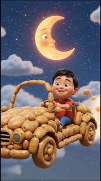 ⭐ Gazakhori Story: Raihan and Alu's Flying Car—Ice Cream Mission to the Moon #youtubeshorts
