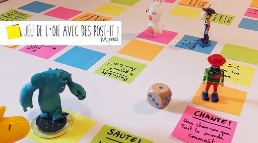Un jeu de l'oie géant avec des Post-It