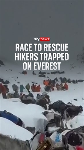 A rescue operation is under way to retrieve hundreds of people stranded after a blizzard near the Tibetan side of Mount Everest, according to Chinese state media. #everest #rescue #SkyNews | Sky News