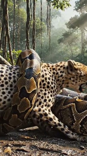 cheetah and python fighting in the jungle. #pawlaughs #cheetah #python #jungle #python #