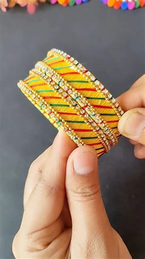 Silk bangles new design ✨ #silkthreadbangles #shorts #priyazkraft