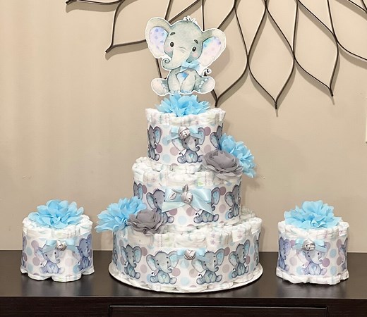 Elephant Baby Shower Diaper Cakes Boy ,set of 3 Elephant Diaper Cakes ,elephant Table Centerpieces ,elephant Baby Shower Boy, Decoration - Etsy