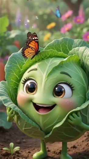 Cute Friendly Cabbage Waves Hello! | Adorable Vegetable Animation 🌼